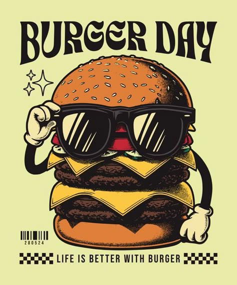 Burger T Shirt Design, Burger Art Illustration, Burger Illustration Graphics, Burger Graphic, Funny Shirt Ideas, Burger Logo, Cook Out, Tshirt Illustration, Jersey Pattern