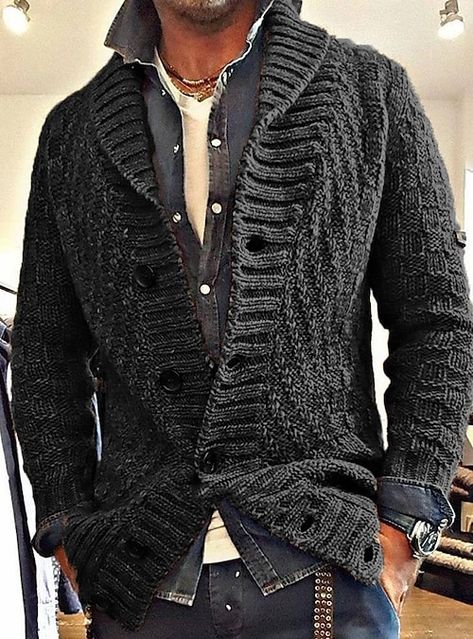 Mens Cable Knit Cardigan, Cable Knit Sweater Cardigan, Solid Color Sweater, Mens Cardigan Sweater, Shawl Collar Cardigan, Cardigan Casual, Men's Cardigan, Cardigan Sweater Coat, Mens Cardigan