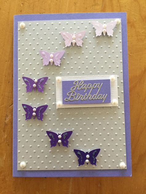 Butterfly birthday card Butterfly Birthday Card Ideas, Homemade Birthday Cards For Women, Birthday Cards For Women Handmade, Cards With Butterflies, Paint Chip Cards, Butterfly Birthday Card, Birthday Card Ideas, Butterfly Birthday Cards, Homemade Birthday Cards