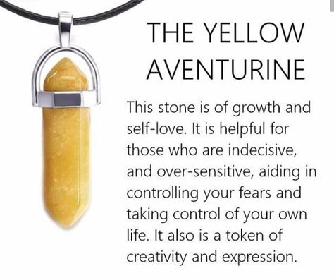 Yellow Aventurine Crystal Meaning, Yellow Aventurine Meaning, Witchcraft Accessories, Crystal Necklace Diy, Crystal Encyclopedia, Aventurine Meaning, Adventurine Crystal, Crystals Healing Grids, Yellow Aventurine