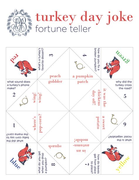 tbbc-fortune-teller-jokes-for-turkey-day Thanksgiving Cootie Catcher, Thanksgiving Cootie Catcher Printable, Free Fortune Teller Printable, Coping Skills Fortune Teller Printable, Printable Fortune Teller, Printable Fortune Teller Origami, Thanksgiving Stem, Thanksgiving Jokes, Easy Kid Activities