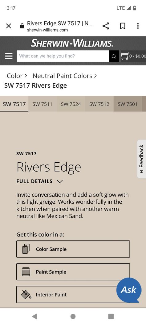 Sw Rivers Edge, Rivers Edge Sherwin Williams, Sherwin Williams Rivers Edge, Sherwin Williams Warm Neutrals, Rivers Edge, River Edge, Neutral Paint Colors, Neutral Paint, Paint Samples