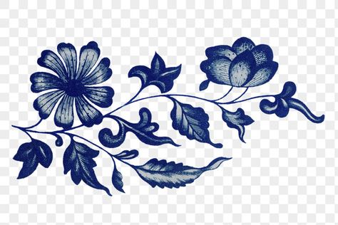 Blue Flower Png, Chinese Porcelain Pattern, Italian Flowers, Chinese Graphic, Chinese Ornament, Leaves Vintage, Dark Blue Flowers, Sticker Aesthetic, Botanical Elements