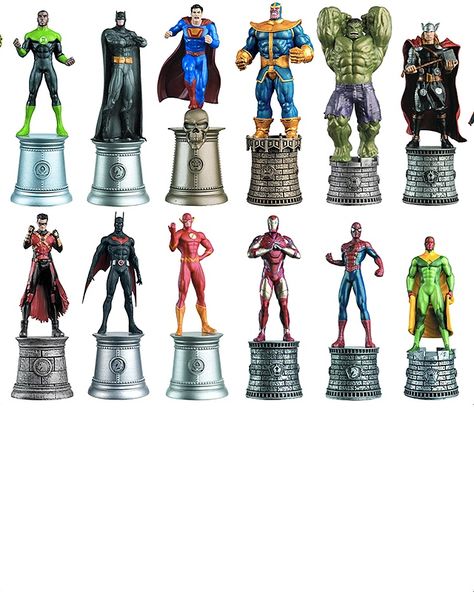 Entertainment Earth has released a ton of awesome chess pieces featuring  superheroes and villains from the Marvel and DC universes. You could  collect a whole set of these and have the most epic chess wars ever! Each  piece is $15.99, so getting yourself a set might be a little pricey, but if  you're a chess master comic book fan, then it's so worth it! Check out  several of the pieces below, and you can click here to see even more.  Via: Gizmodo Marvel Chess Set, Drawing Marvel, Dc Comics Vs Marvel, Chess Set Unique, Batman Cosplay, Ultimate Marvel, Chess Boards, Dc Vs Marvel, Character Drawings