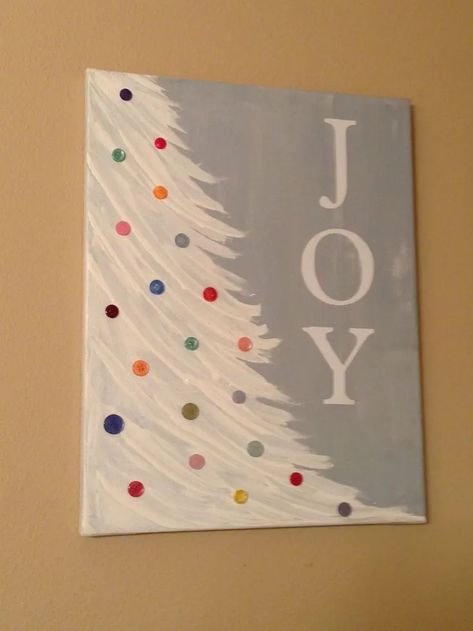 Diy Christmas Canvas, Christmas Tree Canvas, Diy Christmas Paintings, Holiday Canvas, Christmas Canvas Art, Christmas Paintings On Canvas, A White Christmas, Christmas Painting, Easy Canvas