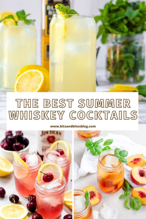 Whiskey Drinks Summer, Irish Lemonade, Summer Bourbon Drinks, Summertime Alcoholic Drinks, Whiskey Mixed Drinks, Best Whiskey Cocktails, Whiskey Cocktails Easy, Bbq Cocktails, Bits And Bites