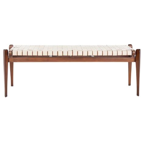 AllModern Kenan Solid Wood Bench & Reviews | Wayfair.ca Solid Wood Benches, Leather Bench, Entryway Bedroom, Kids Seating, Contemporary Chic, Wood Bench, Woven Design, Modern Furniture Living Room, Solid Mahogany