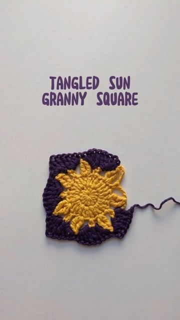 Tangled Sun Granny Square, Tangled Granny Square, Tangled Sun Crochet, Crochet Sun Granny Square, Tangled Crochet, Sun Granny Square, Rapunzel Sun, Tangled Sun, Tangled Movie