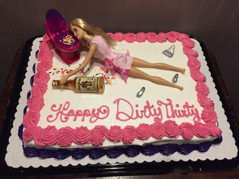 My cousin's 30th drunk Barbie birthday cake :) 30th Birthday Cake For Women Funny, Women 30th Birthday Ideas, Dirty 30 Cakes For Women, Dirty Thirty Cakes For Women, Dirty 30 Birthday Cake For Women, Funny 30th Birthday Cake, Dirty Thirty Cake, Dirty 30 Cake, 30th Birthday Cake For Women