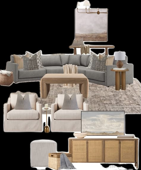 Pillows For Gray Couch, Room Decor Mood Board, Beige And Grey Living Room, Modern Transitional Living Room, Gray Sectional Living Room, Transitional Living Room Decor, Grey And Brown Living Room, Tan Living Room, Modern Classic Living Room