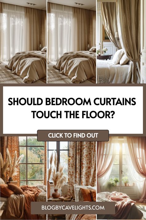 🛏️ Transform your space with the ideal bedroom curtain length guide. Learn if floor-touching curtains are the key to your bedroom design ideas. Click now for top tips and bedroom inspiration! Curtain Bedroom Aesthetic, Bedroom Ideas With Curtains, Layered Curtains Bedroom, Drapes In Bedroom, Double Curtains Bedroom, Curtain Length Guide, Luxury Bedroom Curtains, Curtain Ideas For Bedroom, Picture Window Curtains