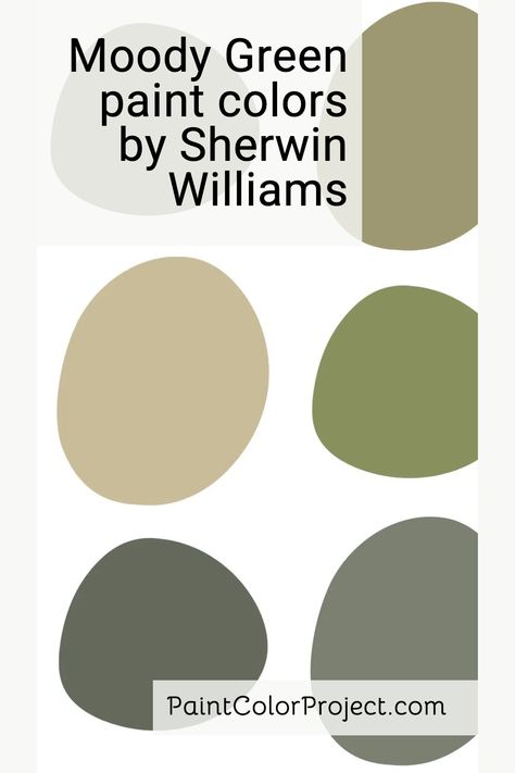 Want to give your room a moody aesthetic with a green wall color? Here are the best moody green paint colors by popular Sherwin Williams brand. Pale Moss Sherwin Williams, Sherwin Williams Avocado, Sw Green Onyx Cabinets, Midcentury Modern Green Paint, Best Olive Green Paint Color Sherwin Williams, Sherwin Williams Ripe Olive Paint, Green Brown Paint Colors, Best Olive Green Furniture Paint, Oak Moss Sherwin Williams