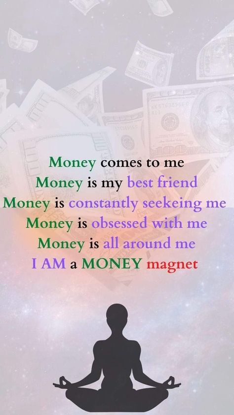 Money Comes To Me, Money Vision Board, Vision Board Affirmations, Affirmations For Happiness, Money Magnet, Spiritual Manifestation, Wealth Affirmations, Daily Positive Affirmations, Manifesting Money