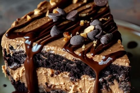 Chocolate Peanut Butter Ooey Gooey Cake - recipestasteful Chocolate Peanut Butter Ooey Gooey Cake, Dessert With Few Ingredients, Ooey Gooey Cake, Ooey Gooey Butter Cake, Butter Desserts, Desserts With Few Ingredients, Chocolate Peanut Butter Brownies, Gooey Cake, Boxed Cake Mixes Recipes