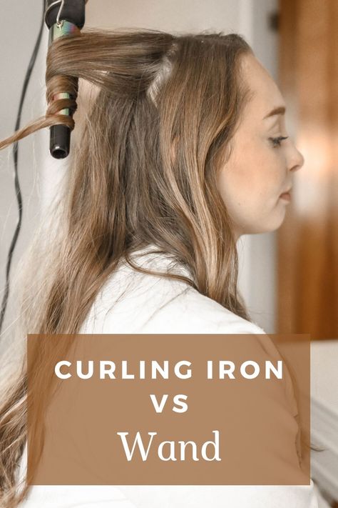 When it comes to curling your hair, it's good to know what tool is best to use. Here you'll find out if a curling iron or a wand is better to use. Curling Iron Vs Wand Curls, Tight Curls With Wand, Wand Vs Curling Iron, Curling Wand Hairstyles, Best Curling Wands, Herbal Hair Rinse, Curling Your Hair, Wand Curling Iron, Curling Tips