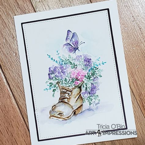 Watercolor Stamps, Art Impressions Cards, Art Impressions Stamps, Diy Watercolor Painting, Wink Of Stella, Art Impressions, Spring Cards, Diy Watercolor, Watercolour Tutorials