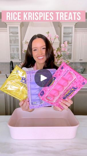 87K views · 4.6K reactions | Have you ever tried mixing PEEPS into your Rice Krispies Treats? This is the perfect Easter Recipe that’s quick, simple and fun to make with kids! I’ll definitely be making these with my nephew! 

- 30 Peeps (3 packs)
- 6 Cups Rice Krispies
- 6 TBSP Butter

Toss all ingredients in greased pan. Bake at 350 for
5-10 minutes until peeps are soft. Mix together. Pat down into the pan. Let cool on counter for 30 minutes and serve!

#easterrecipes #ricekrispytreats #easyrecipes #dessert #peeps #kidfriendlyfood @peepsbrand | Brittany | Home Decor & Style | Selena Gomez · Fun Easter Snack Mix For Kids, Rice Krispie Peeps Treats, Rice Crispy Treats With Peeps, Peep Rice Krispie Treats Recipe, Rice Krispie Treats With Peeps, Easter Rice Krispie Treats Ideas, Rice Krispie Easter Treats, Peeps Rice Krispie Treats Recipe, Easter Rice Krispies