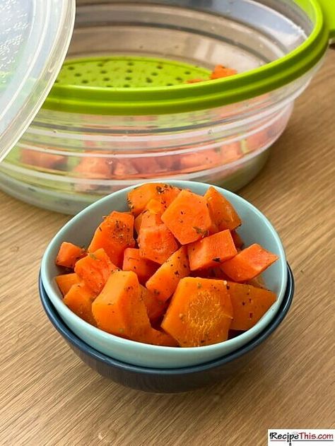 Steam Carrots In Microwave. Let me introduce you to the most delicious and fastest way to cook carrots using the microwave and a steamer basket. You will love microwave carrots and will not want to boil another carrot ever again! Back in 2008, I remember staying on a friend’s sofa for a few nights. He didn’t have a cooker and all he had was a microwave. He cooked pasta in the microwave, and it wasn’t a good experience and I really had to struggle to eat it. Pork Tenderloin Casserole, Carrots In Microwave, Steamed Carrots In Microwave, How To Steam Carrots, Microwave Carrots, Steam Carrots, Pasta In The Microwave, Steamed Baby Carrots, Cooked Baby Carrots