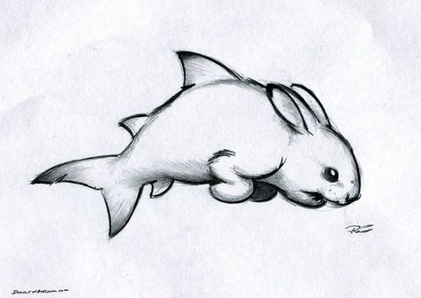 Sharkbunny by ~RobtheDoodler on deviantART - it's viciously adorable! For @Jayme Fair Romero Eadie Owl Griffin, Beast Reference, Cartoon Tutorial, Icon Tattoo, Book Art Projects, Easy Animal Drawings, Hybrid Art, Easy Mandala Drawing, Mystical Animals