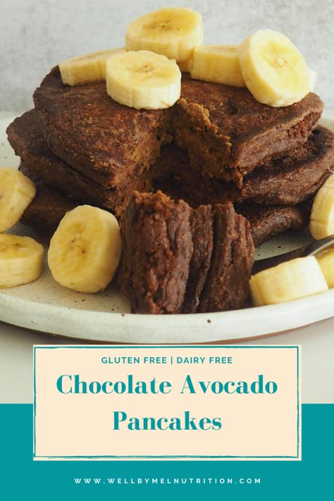 Chocolate Avocado Pancakes - Well By Mel Nutrition Avocado Pancakes, Food Food Recipes, Banana Oatmeal Pancakes, Quick Easy Healthy Meals, Plant Based Recipes Breakfast, Chocolate Avocado, Vegetarian Breakfast Recipes, Pregnancy Food, Pancakes Healthy