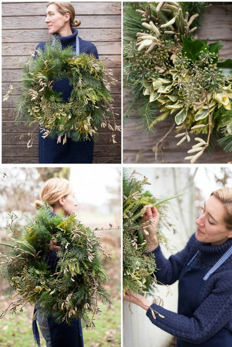 Learn how to make a beautiful DIY holiday wreath using natural materials found in your backyard by following Floret's step by step instructions. Foraged Wreath, Make Step By Step, Christmas Wreaths To Make, Xmas Wreaths, Holiday Wreath, Noel Christmas, Winter Wreath, Flower Farm, Christmas Deco