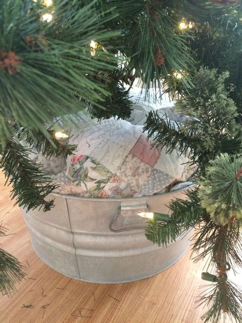 Christmas Tree In Galvanized Tub, Diy Christmas Tree Collar, Christmas Tree Container, Galvanized Wash Tub, Christmas Tree Collar, Galvanized Tub, Tree Collar, Toilet Bowl Cleaner, Christmas Tree Stand