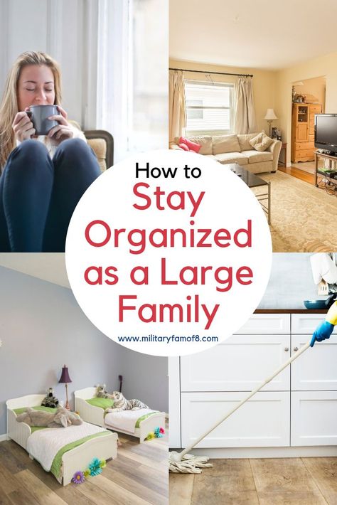 How to Stay Organized as a Large Family.     As a Family of 8 we have searched high and low for tips and tricks to help us stay organized. I am happy to be sharing these with you today, and hopefully your search won't be as long.  via @militaryfamof8 Big Family Organization, Large Family Organization, Large Families Living, Family Of 8, How To Stay Organized, Large Families, Home Management, Family Organizer, Organization Kids