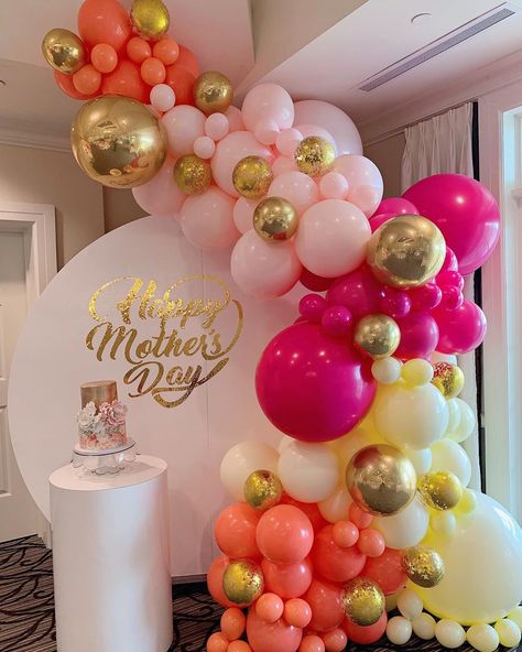 Mother’s Day Decoration Party, Mother's Day Backdrop Decor, Mother's Day Balloons Decoration, Mothers Day Balloon Backdrop, Birthday For Mom Ideas, Mothers Day Balloon Arch, Mother's Day Decorations Party Decor, Happy Mothers Day Decoration, Mother’s Day Balloon Arch