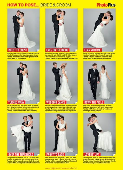 Free wedding poses cheat sheet: 9 classic pictures of the bride and groom | Digital Camera World: Bride And Groom Posing Ideas, Best Bride And Groom Photos, Wedding Photo Posing Tips, Basic Wedding Poses, Weeding Pose For Bride And Groom, Wedding Pose Guide, Posing For Wedding Pictures, Wedding Posing Guide, Basic Wedding Photos