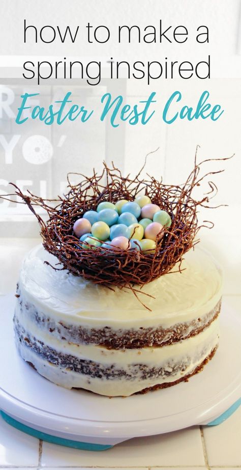 Easter Nest Cake, Edible Bird's Nest, Nest Cake, Cake For Easter, Easter Cake Decorating, Easter Egg Nest, Chocolate Nests, Easter Party Food, Toy Race Cars