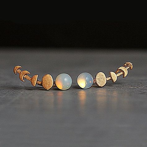 Ear Styling, Ear Climbers Earrings, Prom Earrings, Ear Climbers, Climber Earrings, Lunar Eclipse, Gold Moon, Moonstone Earrings, Earrings Cute