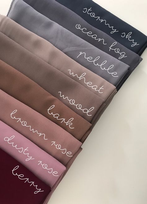 Hijab Colors For Dark Skin Tones, Best Hijab Colors, Essential Hijab Colors, Hijab Colour Combination, Hijab Colors Combinations, Abaya Color Combinations, Hijab Brand Name Idea, Chiffon Hijab Colours, Hijab Colors For Skin Tones