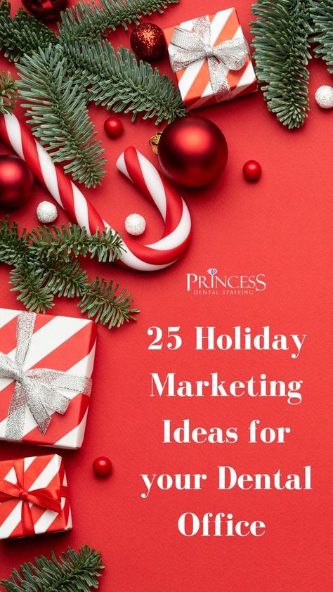 We've put together a list of Christmas marketing ideas to support your dental marketing over the holiday season and help you boost sales this year through dental services. Dental Office Promotion Ideas, Referring Dental Office Gifts, Dental Office Giveaway Ideas, Christmas Dental Post, Dental Referral Marketing Ideas, Dental Marketing Ideas Gift Baskets, Dental Promotion Ideas, Orthodontic Marketing Ideas, Christmas Marketing Gifts