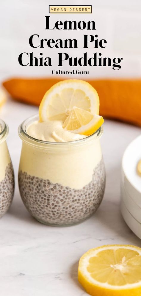 Lemon Cream Pie, Chia Pudding Recipes Healthy, Lemon Cream Pies, Chia Recipes, Chia Recipe, Chia Seed Recipes, Vegetarian Desserts, Seed Recipes, Gut Health Recipes