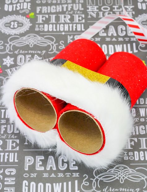 Santa-Binoculars-1 Santa Binoculars Toilet Paper Rolls, Santa Binoculars, Globe Crafts, Cookie Decorating Party, Reindeer Craft, Footprint Crafts, Christmas Crafts For Toddlers, Diy Santa, Santa Crafts