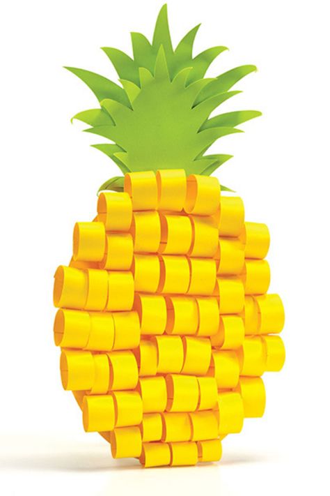 Get ready for a sweet craft! This pineapple is the perfect kid-friendly paper craft. Just download the template and print on Astrobrights Paper, then cut out and assemble. Paper Pineapple Diy, Fruit Diy Crafts, Pineapple Paper Craft, Paper Fruits Craft, Pineapple Crafts For Kids, Fruit Paper Craft, Pineapple Craft, Pineapple Template, Paper Pineapple