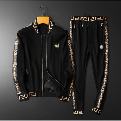 Versace Tracksuit Men, Versace Outfits Men, Versace Suits For Men, Versace Inspired Outfit, Versace T Shirt Men, Versace Mens Shirt, Versace Clothes, Versace Tracksuit, Mens Tracksuit Set