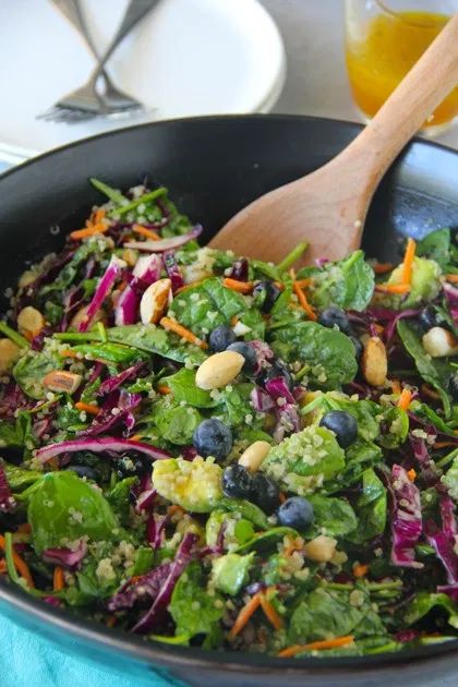 Superfood Salad Recipe with Maple Vinaigrette | Say Grace Lemon Blueberry Pancakes, Lactation Cookies Recipe, Maple Vinaigrette, Beet And Goat Cheese, Garlic Parmesan Chicken Wings, Healthy Superfoods, Superfood Salad, Dessert Smoothie, Deviled Eggs Recipe