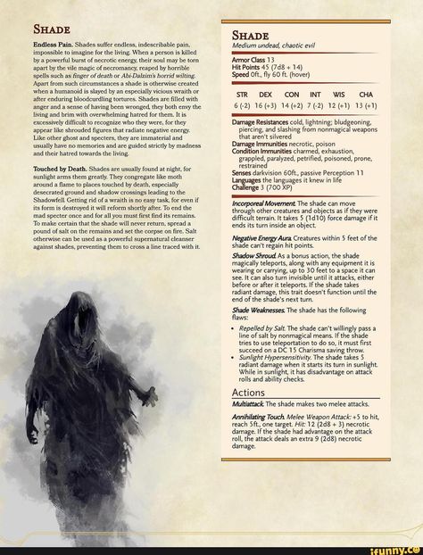 Dungeons And Dragons Races, Shadow Creatures, Dnd Stats, Shadow Monster, Mythical Monsters, Dnd Classes, Dungeons And Dragons 5e, Dungeons And Dragons Classes, Dnd 5e Homebrew