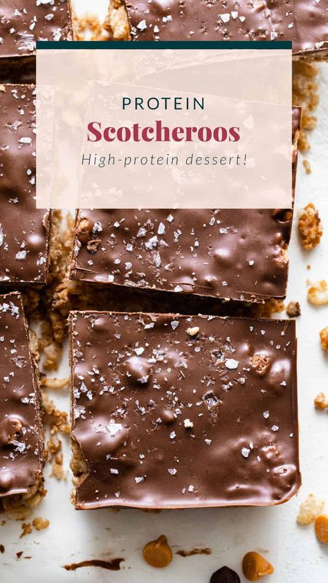 Protein Scotcheroos - Fit Foodie Finds Protein Scotcheroos, Healthier Scotcheroos, Weight Watcher Cookie Recipes, Snacks Protein, Ghost Protein Recipes, Low Carb High Protein Desserts Easy, Kids Protein Snacks, High Protein Treats, Protein Recipe