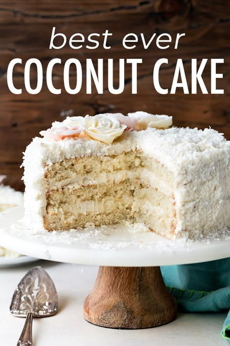 The Best Coconut Cake, Moist Coconut Cake, Best Coconut Cake, Best Coconut Cake Recipe, Coconut Layer Cake, Coconut Cakes, Coconut Cream Cake, Coconut Cake Recipe, Cream Cheese Buttercream