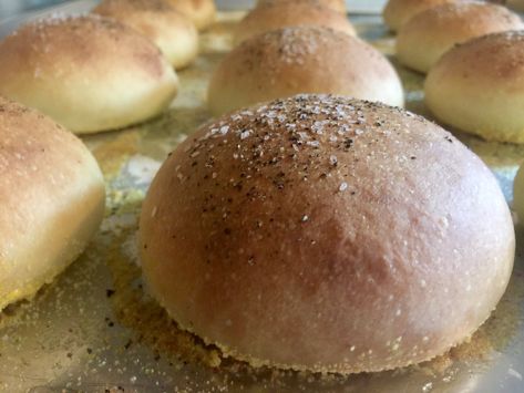 Salt and Pepper Focaccia Sandwich Rolls — The Bell House Foccacia Buns, Focaccia Buns, Sandwich Roll Recipe, Focaccia Sandwich, Sandwich Rolls, Yummy Pizza, Focaccia Recipe, Sheet Pans, Breads & Buns