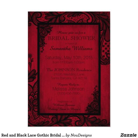 Red And Black Quince Invitations, Black And Red Quinceanera Invitations, Red And Black Party Invitations, Red Black Wedding Invitations, Red And Black Sweet 16 Invitations, Sweet Sixteen Decorations, Lingerie Shower Invitations, Gothic Wedding Dress, Goth Wedding