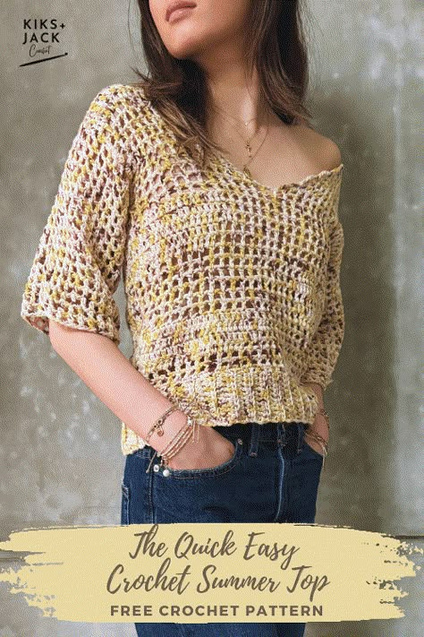 Mesh Crochet Top, Chic Crochet Top, Crochet Top Free Pattern, Crochet Cardigan Free, Mesh Crochet, Crochet Sweater Free, Crochet Top Outfit, Easy Patterns, Crochet Sweater Pattern Free