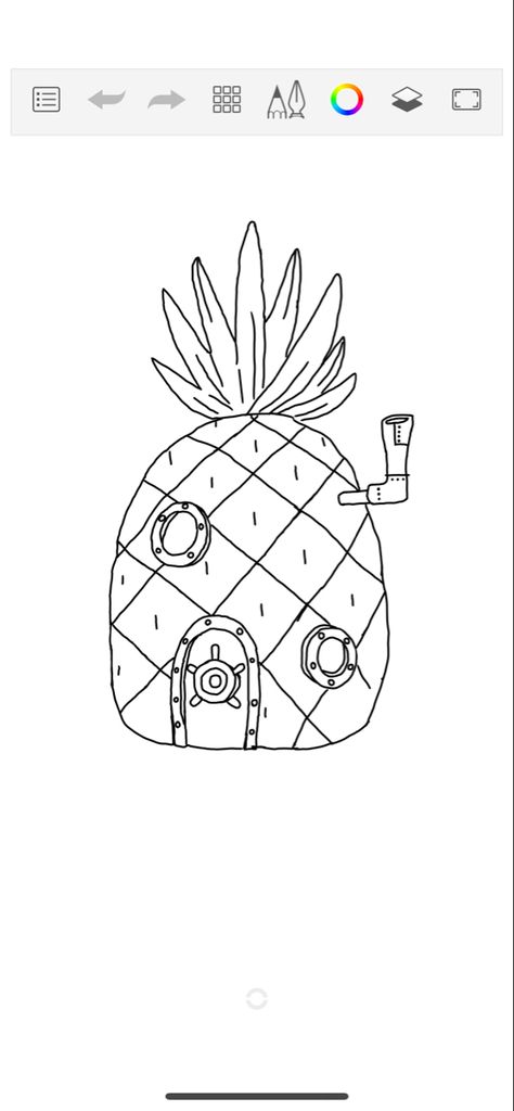 Spongebob's House Drawing, Spongebob Pineapple House Diy, Spongebob Line Art, Spongebob House Tattoo, Spongebob House Drawing, Spongebob Doodles, Spongebob Outline, Sponge Bob Drawing, Spongebob Pineapple House