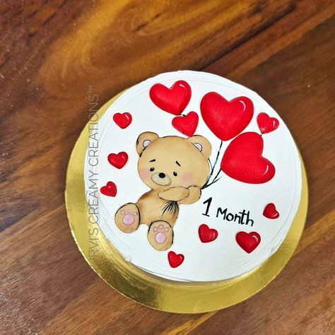 1st month Anniversary cake. Isn't it cute? #cutecakes #anniversarycake #1stanniversary #cakesinbaroda #bestcakesinbaroda #whippedcreamcakes #vadodaracakes #urviscreamycreations #themecakes 1st Month Anniversary Cake, 1 Month Anniversary Cake, 1st Month Anniversary, Celebration Cakes Birthday, Gf Things, 1 Month Anniversary, Let's Play A Game, Month Anniversary, Whipped Cream Cakes