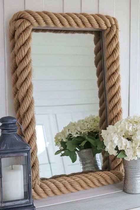 "Transform your mirror with a custom DIY Rope Frame! 🪞✨ #DIYDecor #RopeCrafts #MirrorIdeas" Rope Mirror Frame, Diy Rope Mirror, Mirrors Ideas, Beach Mirror, Western Room, Mirror Decor Ideas, Baby Doll Bed, Rope Mirror, Western Rooms