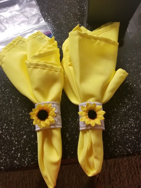 Sunflower Themed Kitchen, Charlie Daniels, Diy Burlap, Napkin Holder, Ribbon Slides, Family Reunion, Leather Glove, Napkin Rings, Fall Crafts