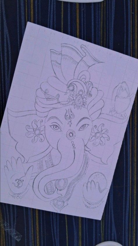 Ganpati Drawing Ganesha Painting, Hindu God Drawing, Sketch Ganesha, Gods Drawing, Ganesh Drawing, Ganpati Photo, Artist Things, Ronaldo Skills, Sketch Images