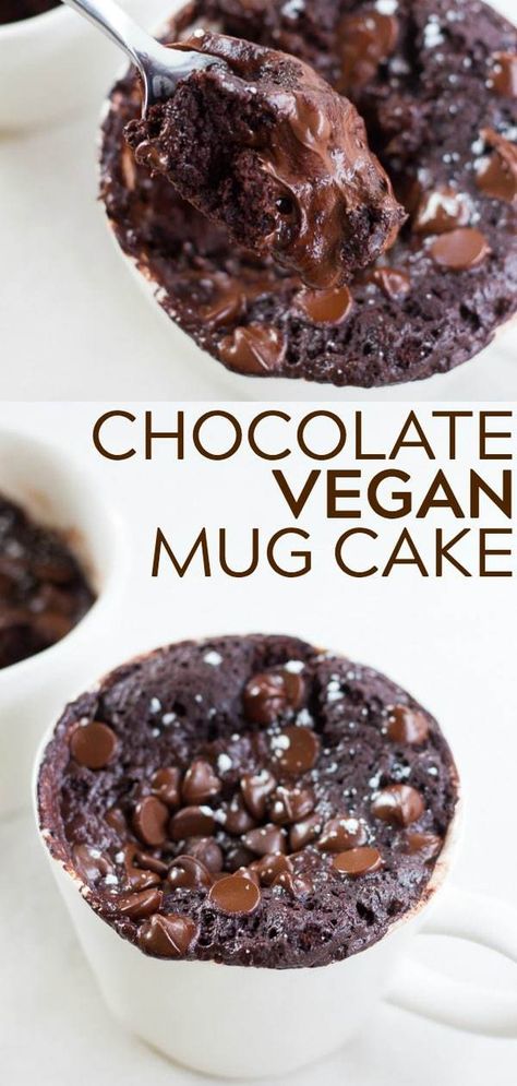 The BEST Chocolate Vegan Mug Cake! Super fudgy, moist and easy to make anytime you need a chocolate fix! #vegan #plantbased Vegan Chocolate Mug Cake, Vegan Mug Cake, Vegan Mug Cakes, Chocolate Mug Cake, Mug Cake Microwave, Dairy Free Chocolate Chips, Desserts Vegan, Low Carb Dessert, Chocolate Mug Cakes